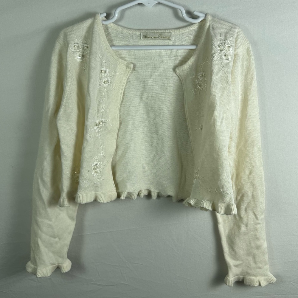 American Princess Cream Cardigan Girls Size 7